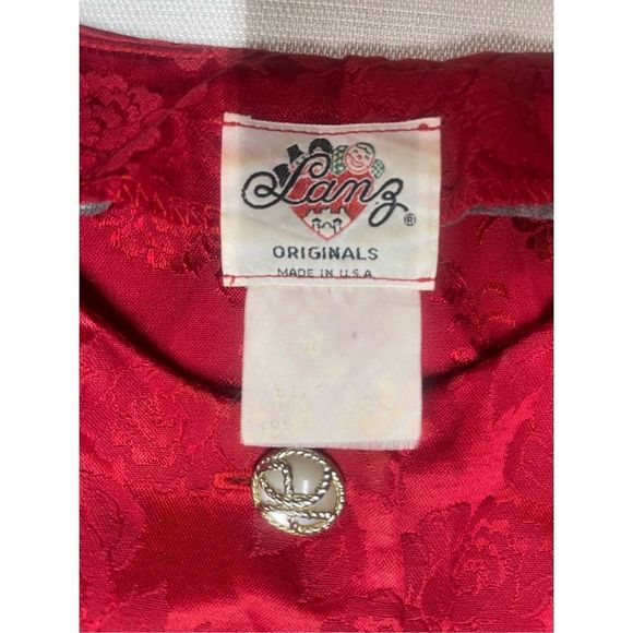 Lanz Originals Vintage Red Brocade Sleeveless A Line With Matching Jacket - Picture 6 of 7